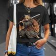 日本アート 猫 忍者 浮世絵 アニメ風 サムライキャット Tシャツ 彼女への贈り物