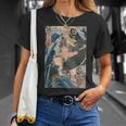 日本美術 戦闘機 相撲 鯉 海波 国吉 浮世絵 Tシャツ 彼女への贈り物