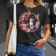 春の桜 かわいい猫と桜の花 Tシャツ 彼女への贈り物
