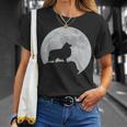 月と犬のシルエット シェルティーシェットランドシープドッグ Tシャツ 彼女への贈り物
