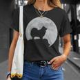 月と犬のシルエット ポンポメラニアン Tシャツ 彼女への贈り物