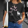 柴犬の桜hiba Inu Japanese Cherry Blossomakura Tシャツ 彼女への贈り物
