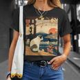 浮世絵 アート 神奈川 ヴィンテージ 日本のタトゥーアート 猫 グラフィック Tシャツ 彼女への贈り物