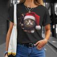 猫 クリスマス クリスマスパーティー Tシャツ 彼女への贈り物