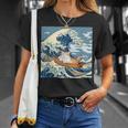 猫 葛飾北斎 神奈川沖浪裏 ネタ 冗談 ギャグ かわいい Tシャツ 彼女への贈り物