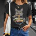猫がラーメンを食べる リアル Tシャツ 彼女への贈り物