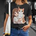 猫と少女 Cat And Girl Tシャツ 彼女への贈り物