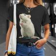 白いネズミが好きな人のための面白い見た目の白いネズミ Tシャツ 彼女への贈り物