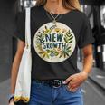 素敵な黄色い花と春の植物のための新しい成長スピーチ Tシャツ 彼女への贈り物