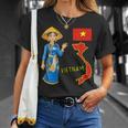 美しい笑顔のベトナムの女の子、旗とベトナムの地図 Tシャツ 彼女への贈り物