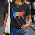 美的シルエット芸術的水彩猫 Tシャツ 彼女への贈り物
