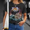 船を襲う レッサーパンダ 海 雷 嵐 Tシャツ 彼女への贈り物