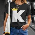英文字 K 大文字 アルファベット モノグラム イニシャル キング クイーン クラウン Tシャツ 彼女への贈り物