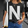 英文字 N 大文字 アルファベット モノグラム イニシャル Abc Tシャツ 彼女への贈り物