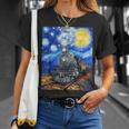 蒸気機関 蒸気機関車 ヴィンテージ ゴッホ 機関車 列車 Tシャツ 彼女への贈り物
