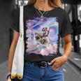 銀河 宇宙飛行士 猫 乗馬 虹 シャーク Tシャツ 彼女への贈り物