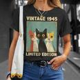 面白い 80歳 ギフト ヴィンテージ 1945 猫好き 80歳の誕生日 Tシャツ 彼女への贈り物
