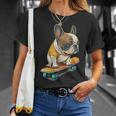 面白い フレンチブルドッグ スケートボード スケーター 犬 イングリッシュドッグ Tシャツ 彼女への贈り物