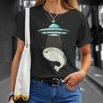 面白いサカバンバスピス フィッシュミーム Ufo アブダクション Tシャツ 彼女への贈り物