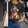 面白いビデオゲーム グラフィック イエロー ラブラドール犬 遊ぶゲーム Tシャツ 彼女への贈り物