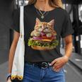 面白いファーストフードハンバーガー愛好家猫猫愛好家 Britishhorthair Burger Cat Food Tシャツ 彼女への贈り物