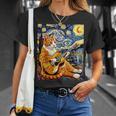 面白いレトロなデザインの猫がギターを弾く 星月夜 Tシャツ 彼女への贈り物