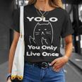 面白い猫 Tピースギフト Yolo 猫愛好家に Tシャツ 彼女への贈り物