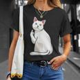面白い猫 中指 オッドアイドキャット キティ Tシャツ 彼女への贈り物