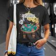 面白い猫のグラフィックプレイの猫ポーカープレイヤーは深刻なポーカーをプレイします Tシャツ 彼女への贈り物