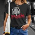 音楽 マイク ヘッドホン 日常 テキスト シンプル レトロ Tシャツ 彼女への贈り物