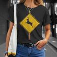 鹿を渡る道路標識コスチューム Tシャツ 彼女への贈り物