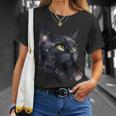 黒猫 黄色い目 猫の顔 子猫愛好家 Tシャツ 彼女への贈り物