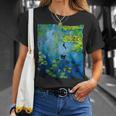 黒猫モネのスイレン絵画アート 猫好き Tシャツ 彼女への贈り物