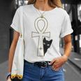 Ankh & Cat デザイン – スピリチュアル瞑想アート Tシャツ 彼女への贈り物