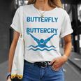 Butterfly Butterwhyバタフライバタフライファニー水泳チーム 長袖tシャツ Tシャツ 彼女への贈り物