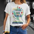 Color Our World Summer Reading 2025 Boho Wildflower Book T-Shirt Gifts for Her