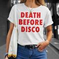 Death Before Disco Inspired メンズ レディース 80年代レトロ Tシャツ 彼女への贈り物