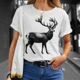 Deer Dad Mom Lover モノクロ 鹿 Tシャツ 彼女への贈り物