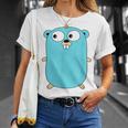 Go Golang プログラミング言語ロゴ マスコットゴファー Tシャツ 彼女への贈り物