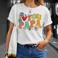 Groovy 父の日 I Love You Papa フラワー ヒッピー Tシャツ 彼女への贈り物