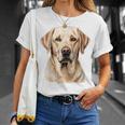 Labrador Cara Mascota Dibujo Ilustración Animal Labrador Camiseta unisex Regalos para ella