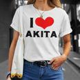 I Love Akita 愛 ハート 秋田 秋田県 日本 お土産 かわいい おしゃれ Tシャツ 彼女への贈り物