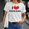 I Love Hokkaido 愛 ハート 北海道 日本 お土産 かわいい おしゃれ Tシャツ 彼女への贈り物