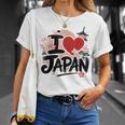 I Love Japan 桜 桜 日本の富士山 寺院 Tシャツ 彼女への贈り物