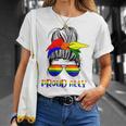 Messy Bun Proud Ally Pride Flag Love Lgbt レインボー サングラス Tシャツ 彼女への贈り物