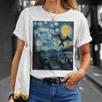 Mothman Cryptid Cryptozoology 星月夜 ゴッホ絵画 Tシャツ 彼女への贈り物