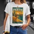 Perth Australia – ビンテージ旅行ポスタースタイル 長袖tシャツ Tシャツ 彼女への贈り物