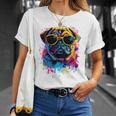 Pug Dog Lovers カラフル ポップアート パグ 長袖tシャツ Tシャツ 彼女への贈り物