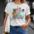 Sunset Beach Hawaii、サーフィンサーフボードレトロ、バックプリント Tシャツ 彼女への贈り物