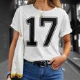 【バックプリント・背中側】17 数字 背番号 ユニフォーム ナンバー【ブラック／黒の文字】スポーツ 野球 サッカー 部活 Tシャツ 彼女への贈り物